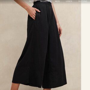 Banana Republic Factory NWT Black Linen-blend Easy Wide Leg Pant